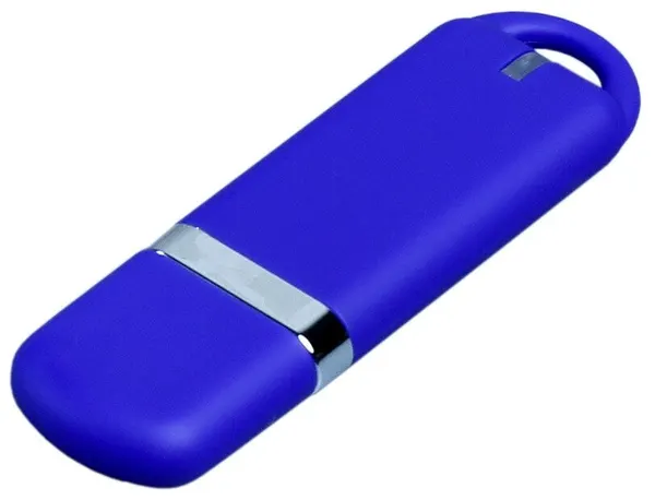 Классическая флешка soft-touch с закругленными краями (128 Гб / GB USB 2.0 Синий/Blue 005)
