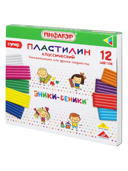Пифагор Пластилин классический ЭНИКИ-БЕНИКИ 12цв 240г+стек