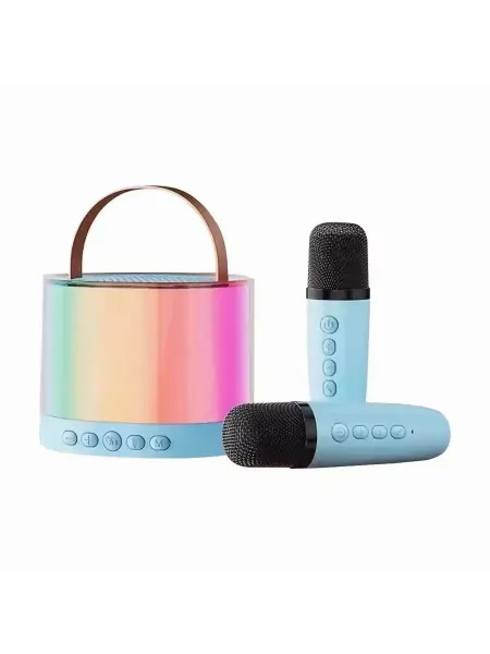 Детская караоке система с микрофонами Bluetooth голубой