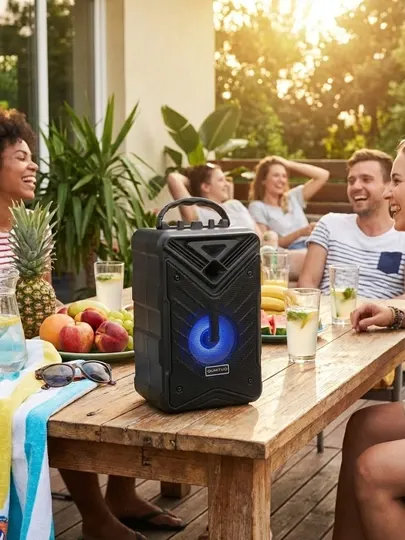 Bluetooth караоке колонка с проводным микрофоном, портативная акустическая система