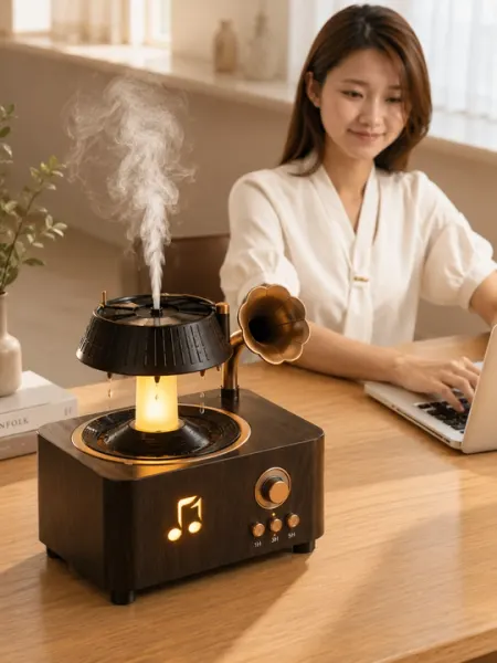 Винтажный аромадиффузор в виде граммофона, увлажнитель, ночник и Bluetooth колонка