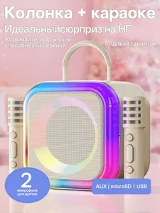 Колонка беспроводная Bluetooth, караоке с двумя микрофонами, детская караоке система, для дома и праздника, портативная