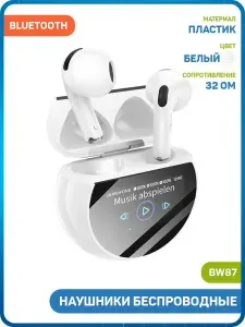 Наушники беспроводные Borofone BW87 (с боксом для зарядки) (Bluetooth) белый