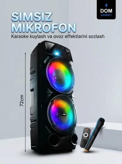 Портативная беспроводная Bluetooth колонка DOM GADGET с микрофоном для караоке