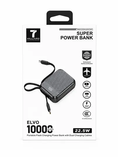 ELVO 10000 мА·ч — портативный Power Bank 22.5 Вт со встроенными кабелями - Зарядные устройства для аккумуляторов