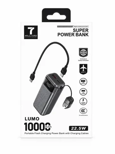 LUMO 10000 мА·ч — портативный Power Bank 22,5 Вт со встроенными кабелями - Зарядные устройства для аккумуляторов
