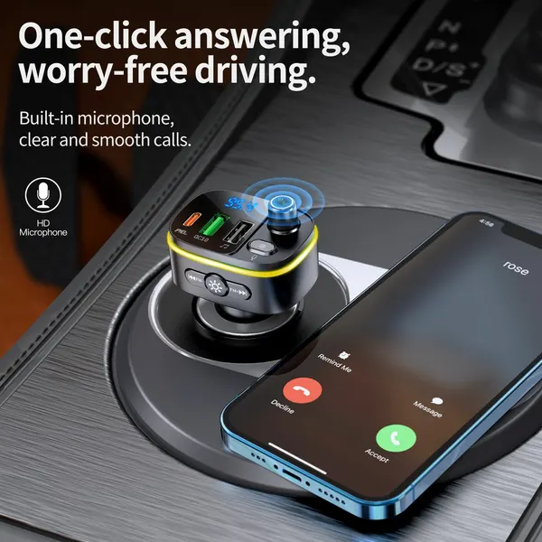 Автомобильный mp3-плеер HOCO E62, Bluetooth fm-приемник, двойной USB, рассеянный свет, автомобильная зарядка