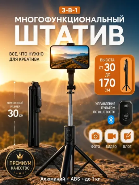 Golden Gold Штатив для телефона напольный с Bluetooth пультом