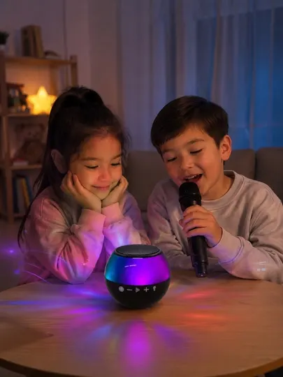 Bluetooth колонка KK-02 с беспроводным микрофоном, RGB-подсветкой и караоке