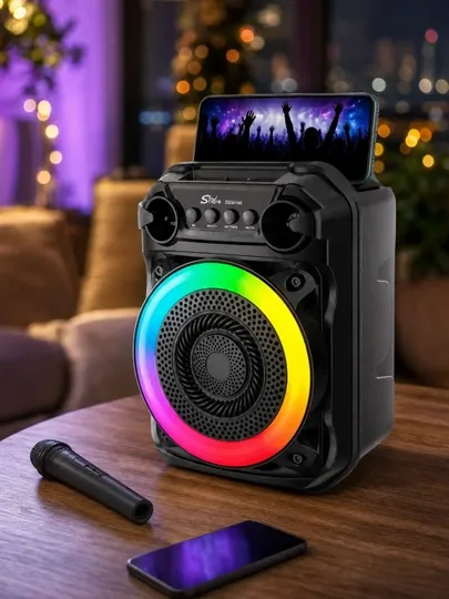 Портативная Bluetooth караоке-колонка Sing-e ZQS6166 с микрофоном и LED-подсветкой