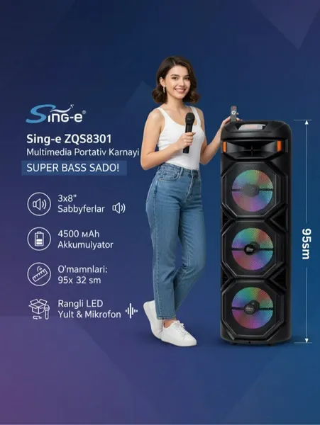ZQS8301 колонка — портативный Bluetooth speaker с мощным звуком