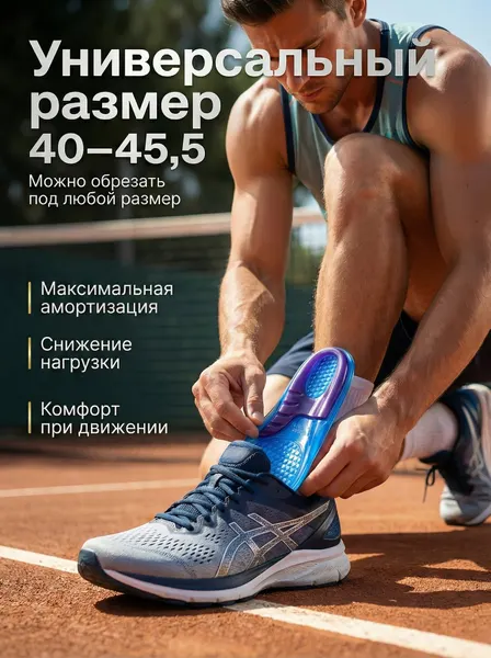 Cтельки для обуви, мужские, анатомические, гелевые, силиконовые, универсальный размер 42-47,5