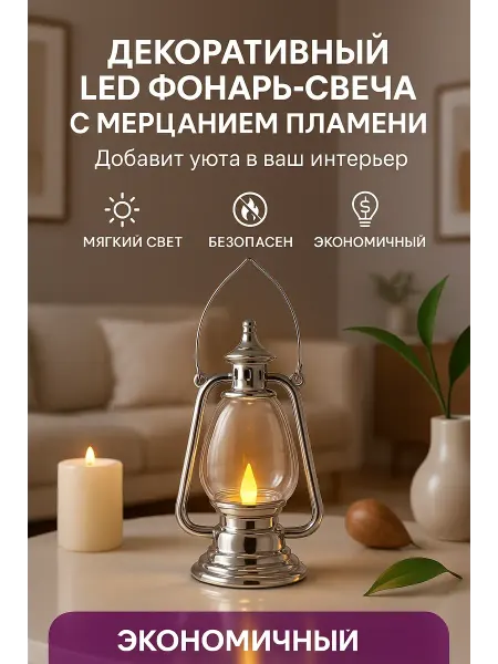 НМВ70 Декоративный LED фонарь-свеча с мерцанием пламени