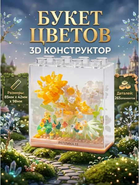Улыбка Кота Конструктор Lego цветы в пластиковом боксе
