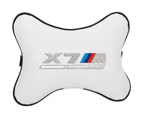 Подушка на подголовник автомобильная бежевая экокожа BMW X7M COMPETITION