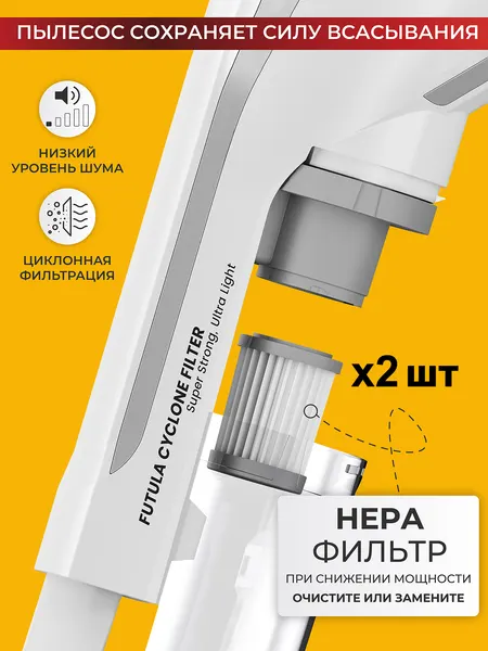 Набор HEPA фильтров для вертикального пылесоса Futula V4 (белый) ( 2шт.)