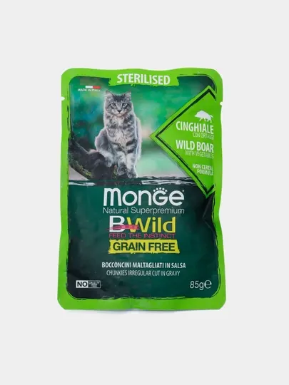 Влажный корм Monge Bwild Cat sterilised wild boar with vegetable