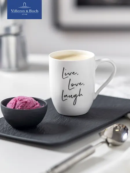 Кружка для чая и кофе 340 мл, Live, Love, Laugh/Живи, Люби, Смейся, Statement, Villeroy & Boch, Премиум-Фарфор