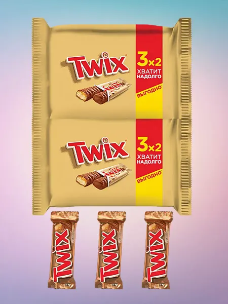 Snickers Шоколадный батончик Твикс, 3 шт по 55 г х 2 упаковки