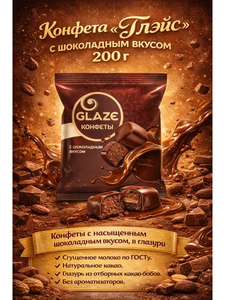 KDV Конфета «Глэйс» с шоколадным вкусом, 200 г