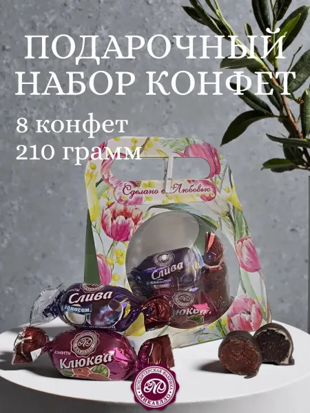 Микаелло Подарочный набор конфет "Клюква+Слива с кокосом", 210 г