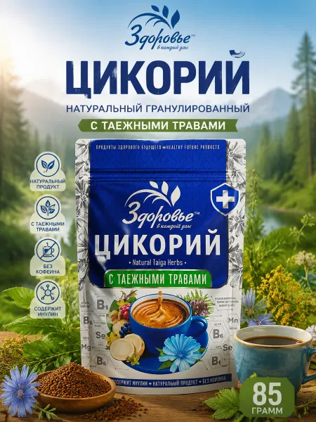 Цикорий Здоровье Цикорий растворимый гранулированный с таежными травами 85 гр