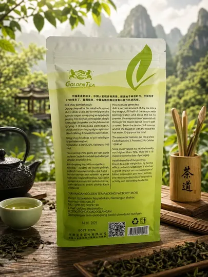 Golden Tea, приготовленный из натуральных отборных листьев зелёного чая высшего сорта - Чай зеленый
