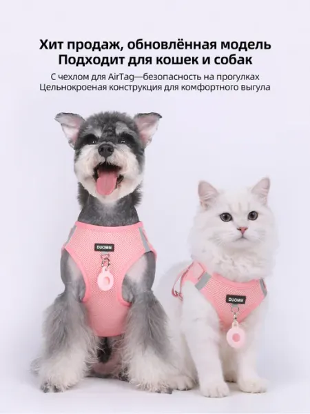 Шлейка жилетка для мелких пород с поводком анатомическая
