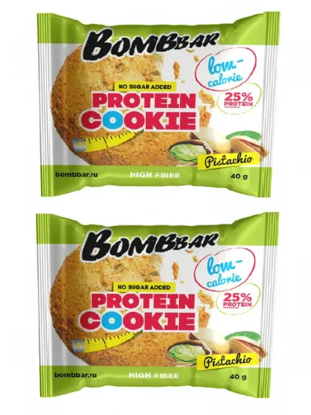 BombBar Печенье протеиновое Фисташка, 2 шт х 40 гр