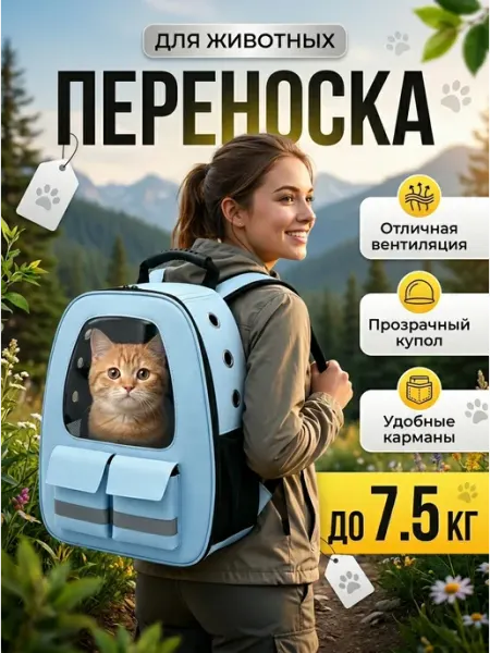 ZooDiWa Универсальный голубой рюкзак переноска для животных