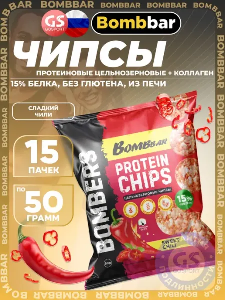 BombBar Протеиновые чипсы с коллагеном Protein Chips15 шт