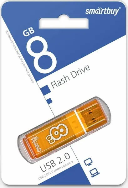USB флеш накопитель SMARTBUY (SB8GBGS-Or) 8GB GLOSSY SERIES ORANGE