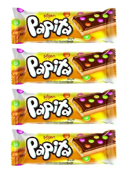 Solen Печенье Papita с карамелью и цветным драже, 4 шт х 33 г