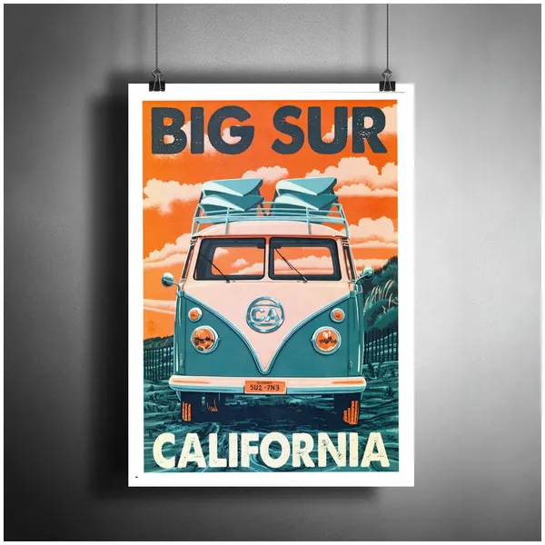 Постер плакат для интерьера "Биг-Сур, Калифорния, США. Big Sur, California, USA"/ Декор дома, офиса, комнаты A3 (297 x 420 мм)