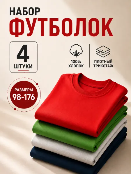 Bonito kids Футболки однотонные набор 4 шт