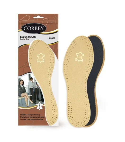 Стельки LEDER PEKARI, кожаные, демисезонные, размер 39-40