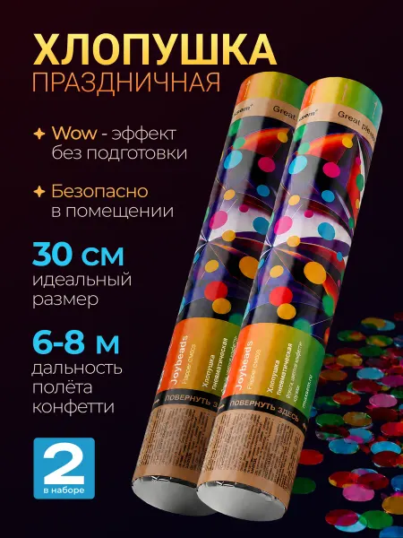 Magic Boom Хлопушка для праздника круглое фольгированное конфетти 2 шт