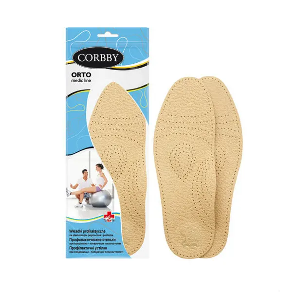 Стельки ORTO Corbby, ортопедические, из натуральной кожи, размер 44
