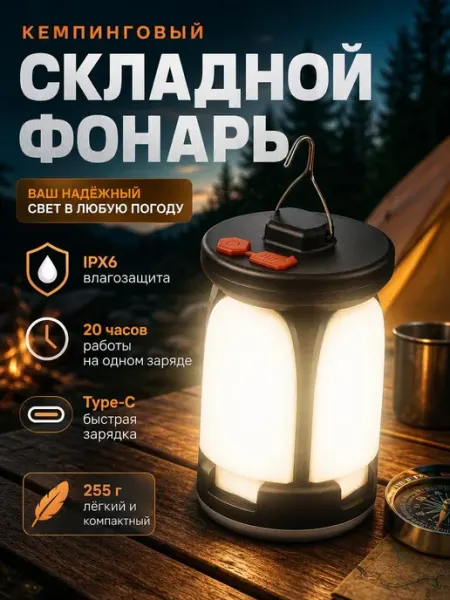 Кемпинговый фонарь аккумуляторный трансформер