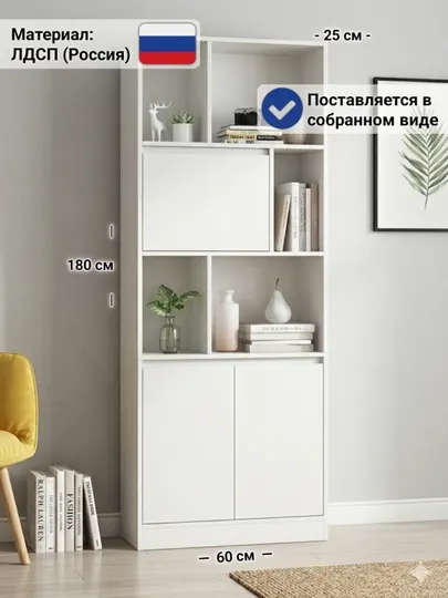 Стеллаж BORDO-60, книжный шкаф, пенал, мебель для дома (в собранном виде)