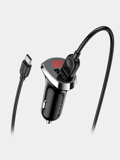 Автомобильное зарядное устройство Borofone BZ15 с кабелем для USB-C, черный