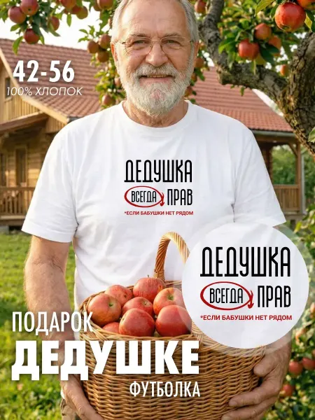 MONIGI РОДСТВЕННИКИ Футболка Дедушка всегда прав подарок от внуков любимому деду