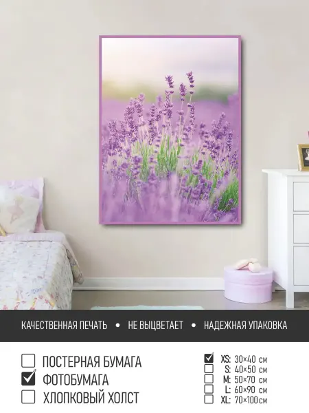 ПолиЦентр Постер на фотобумаге Поле лаванды на рассвете, 30х40 см