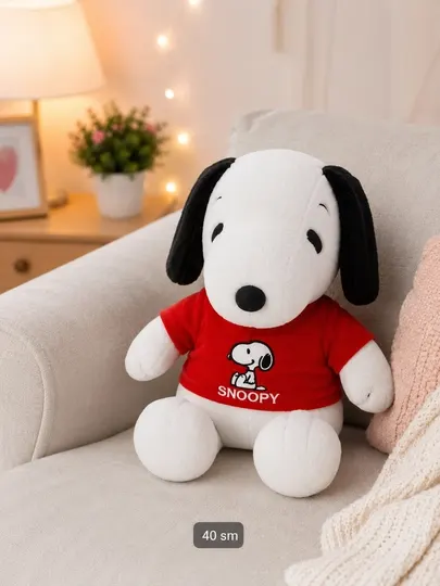 Мягкая игрушка Snoopy 40 см, собачка в красной футболке - Мягкие игрушки