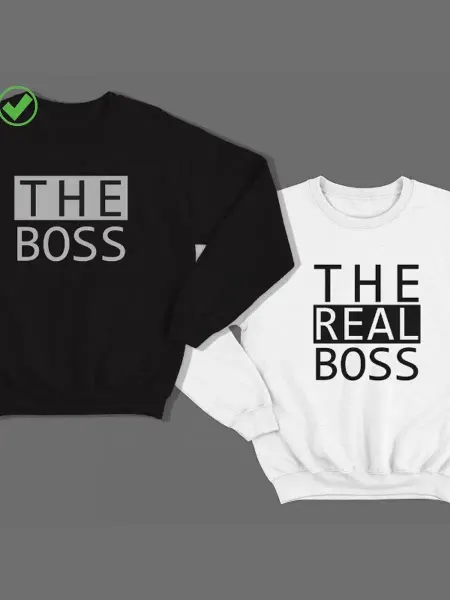 Sharp&Cut Парные свитшоты оверсайз толстовка черная с принтом boss