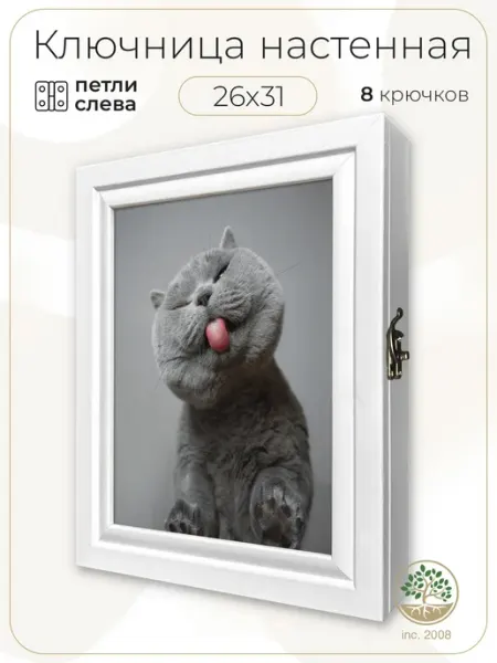 Topposters Ключница настенная с дверцей «Серый кот»