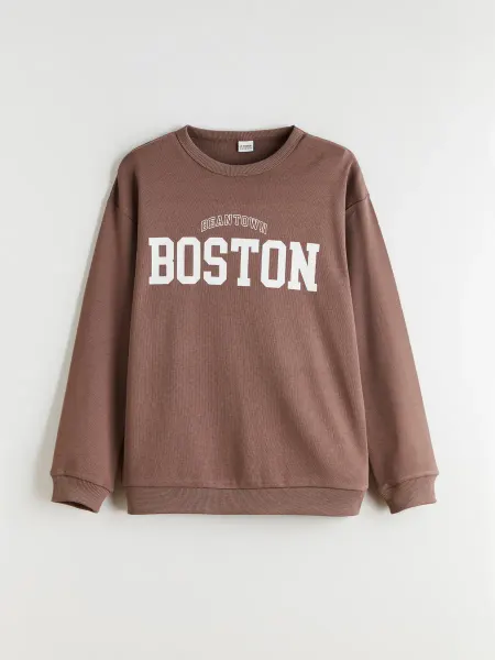 LC Waikiki Футболка с круглым вырезом и принтом Boston для мальчиков