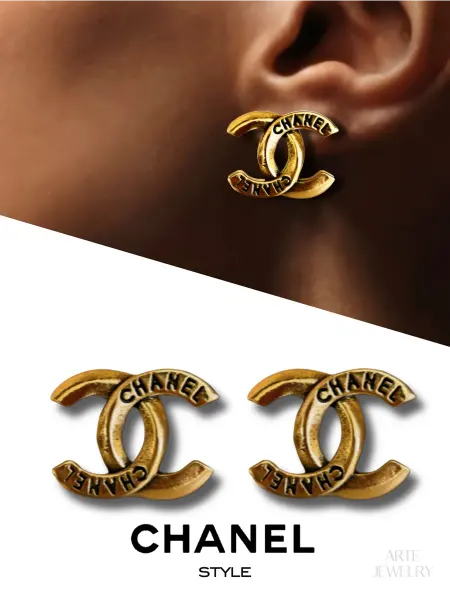 Arte Jewelry Серьги гвоздики крупные винтажные Chanel old money