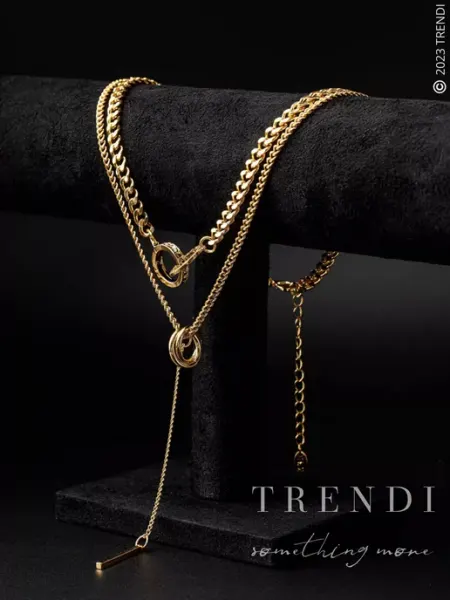 Trendi Короткое крупное колье бижутерия с длинной подвеской