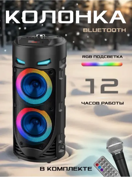 SHOPPING CENTER Портативная Bluetooth колонка караоке с пультом и микрофоном